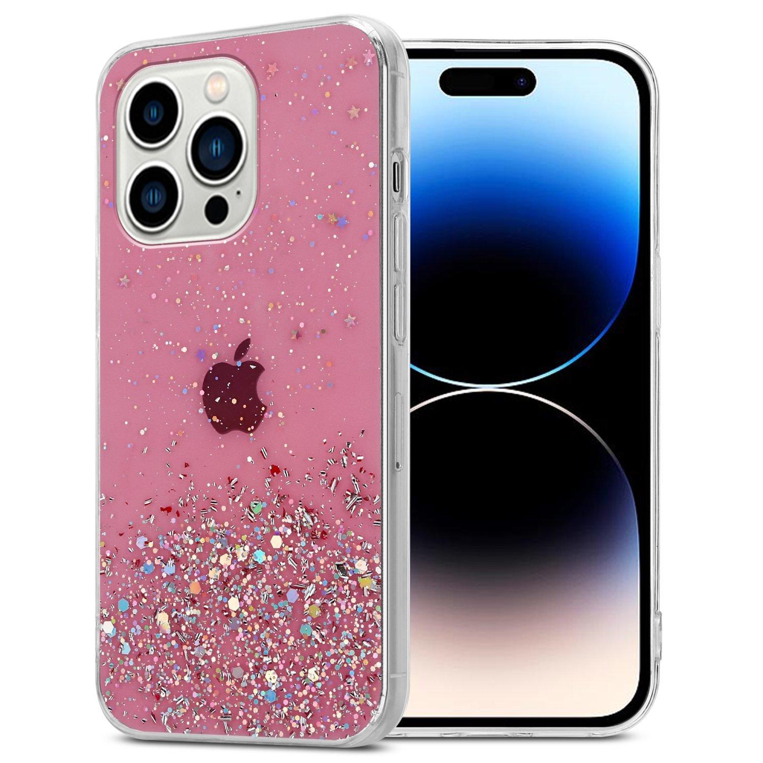 Cadorabo  Housse compatible avec Apple iPhone 14 PRO - Coque de protection en silicone TPU flexible avec paillettes scintillantes 