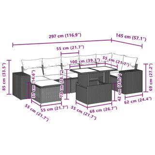 VidaXL Ensemble de canapés de jardin rotin synthétique  