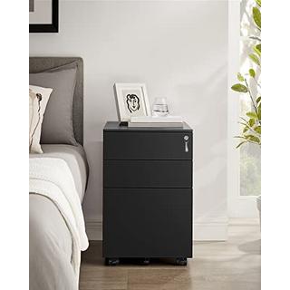 Pricenet Armadietto portadocumenti mobile con serratura, 3 cassetti e ruote  