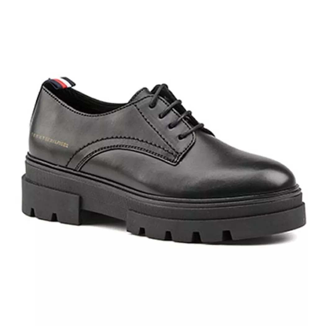 Tommy Hilfiger - Leather Lace Up Shoe-36, für Damen, Schwarz, Größe 36