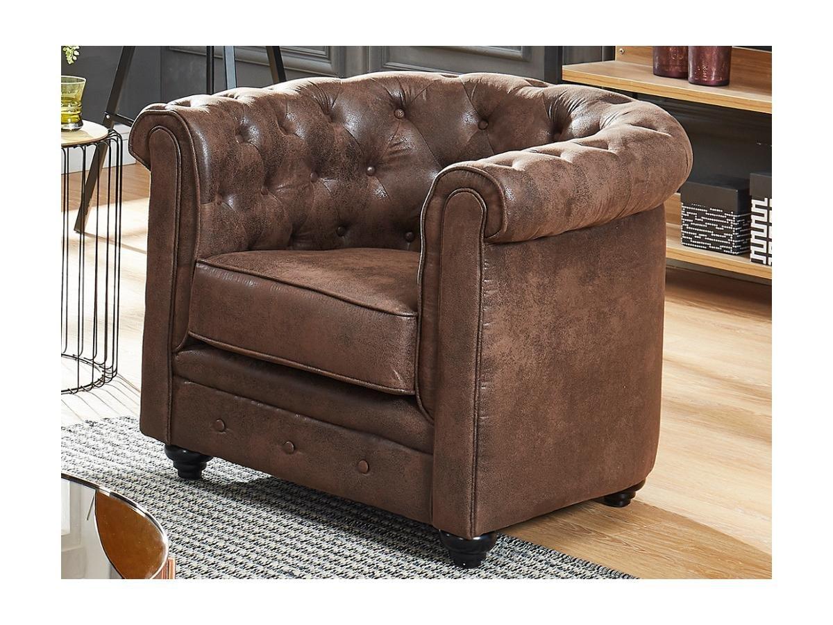 Vente-unique Sessel 2erSet Microfaser VintageLook CHESTERFIELD  