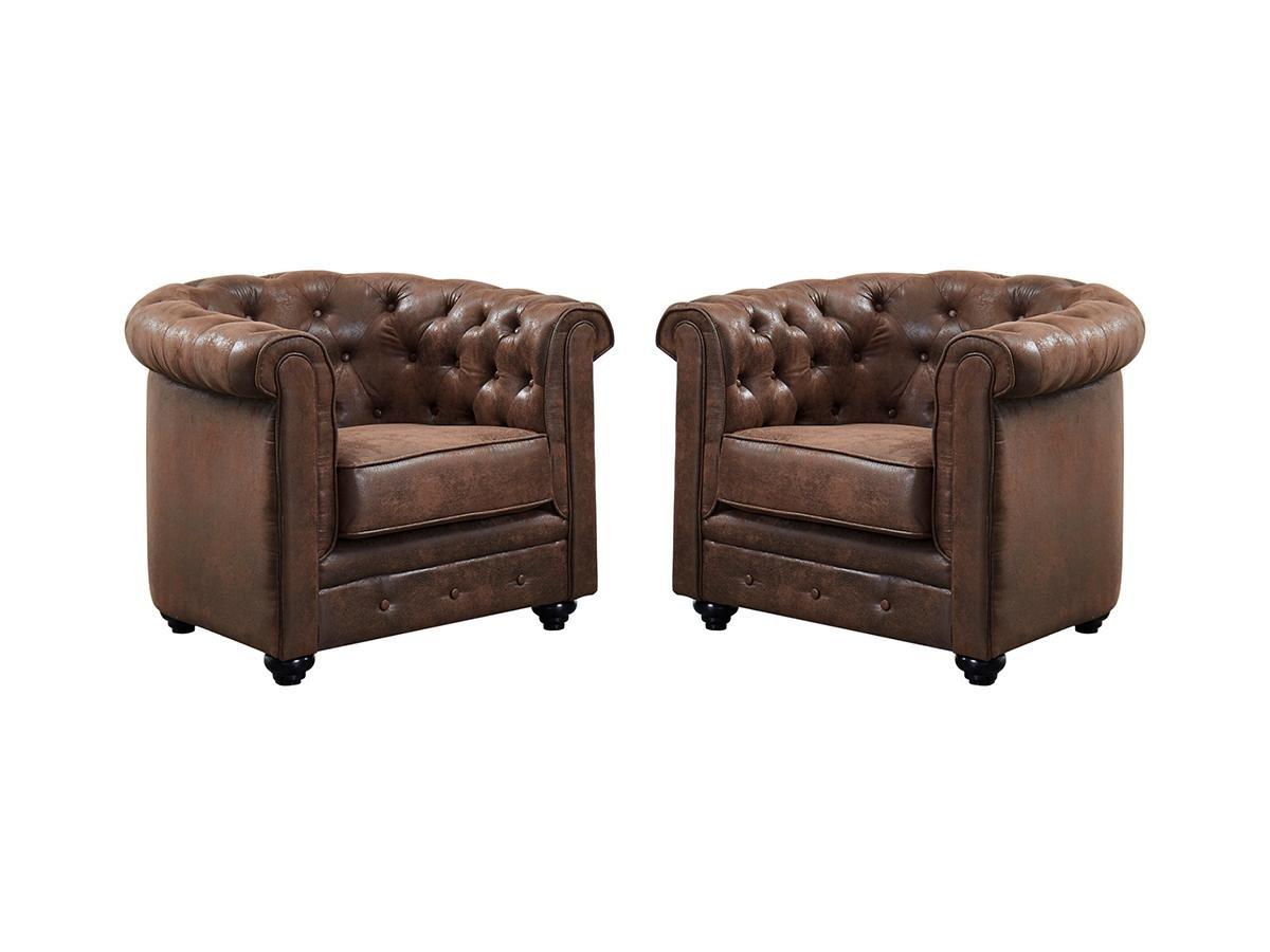 Vente-unique Sessel 2erSet Microfaser VintageLook CHESTERFIELD  