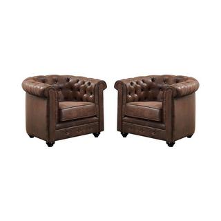 Vente-unique Sessel 2erSet Microfaser VintageLook CHESTERFIELD  