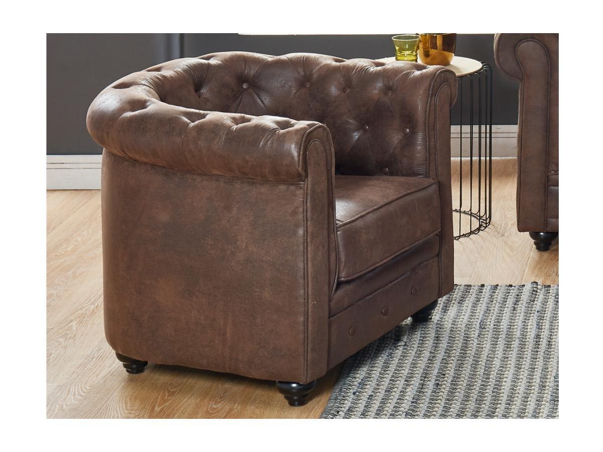 Vente-unique Sessel 2erSet Microfaser VintageLook CHESTERFIELD  