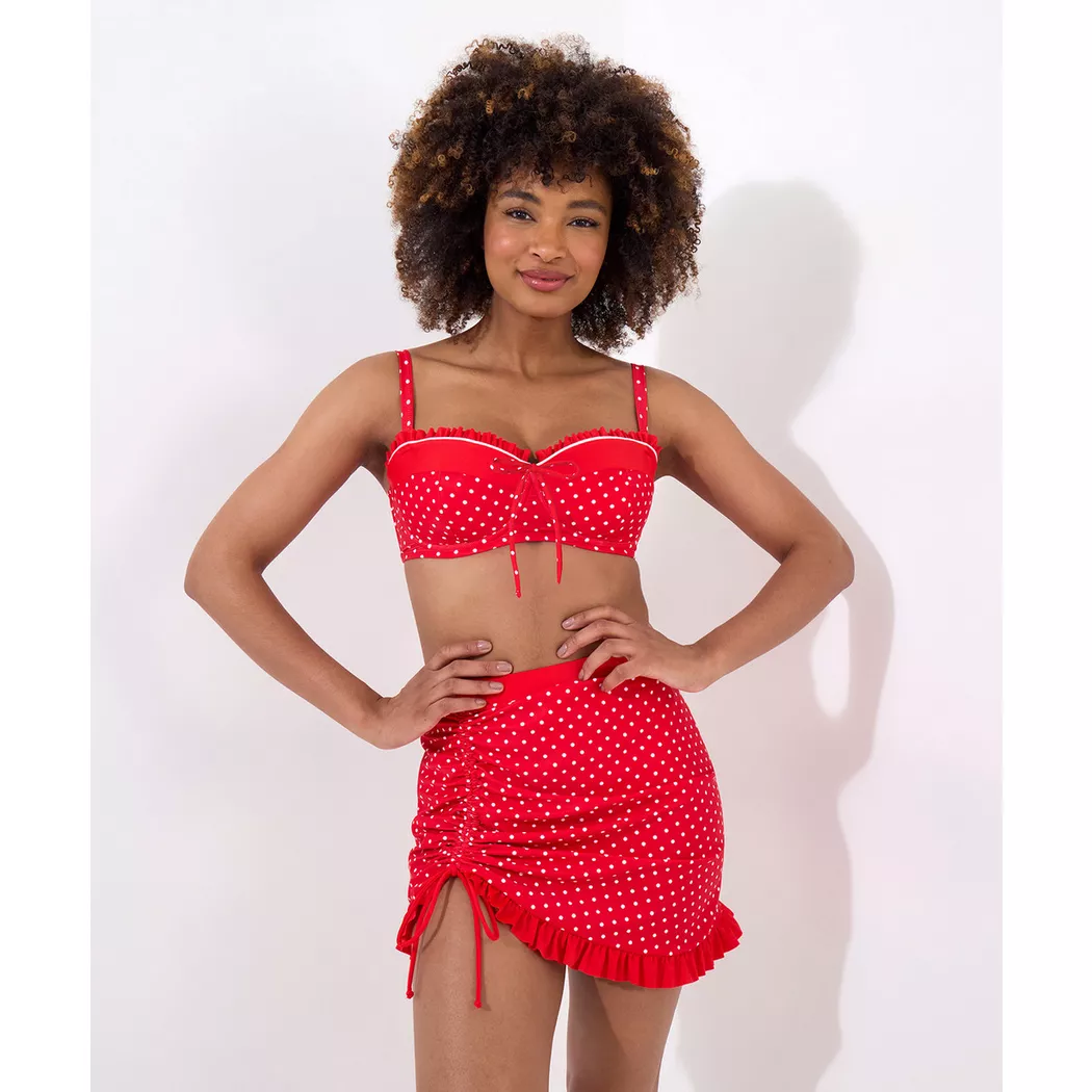 Joe Browns - Retro-Polka-Dot Bikini-Oberteil, für Damen, Rot Bunt, Größe 46