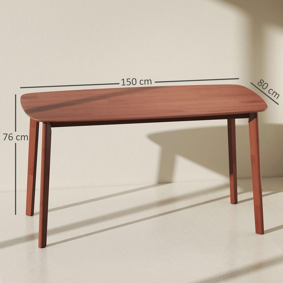 Northio Tavolo da pranzo, legno massello di pino, superficie laccata, 150 x 80 cm, marrone  
