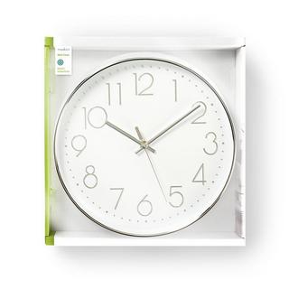 Nedis Horloge murale | Diamètre : 300 mm | Plastique | Argent / Blanc  