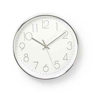 Nedis Horloge murale | Diamètre : 300 mm | Plastique | Argent / Blanc  
