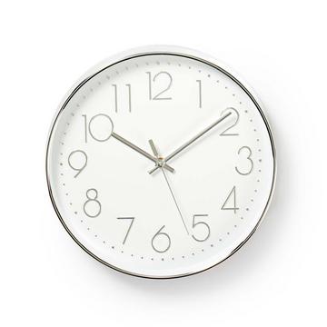 Orologio da parete | Diametro: 300 mm | Plastica | Argento / Bianco