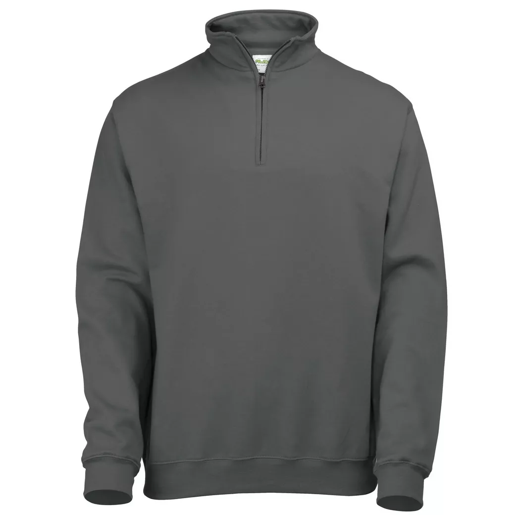 AWDis - Sweatshirt Pullover mit Reißverschluss am Kragen, für Herren, Charcoal Black, Größe XL
