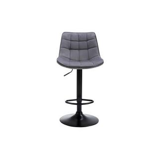 Vente-unique Lot de 2 tabourets de bar en velours et métal - Hauteur réglable - Noir - LIMA II  