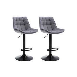 Vente-unique Lot de 2 tabourets de bar en velours et métal - Hauteur réglable - Noir - LIMA II  