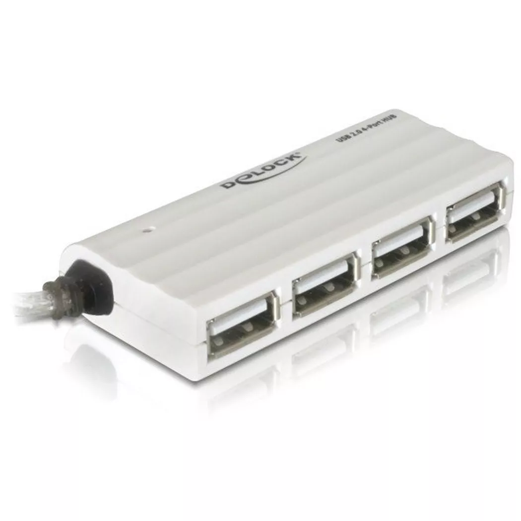 DeLock - USB 2.0 external 4-port HUB 480 Mbit/s Weiß, Weiss