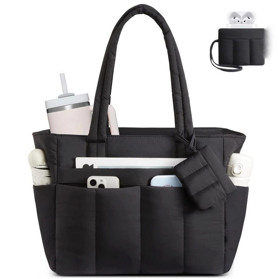 Sac Shopping, Sac à Main, Grand Sac De Travail Léger, Sac Fourre-Tout Tampon avec De Nombreux Compartiments