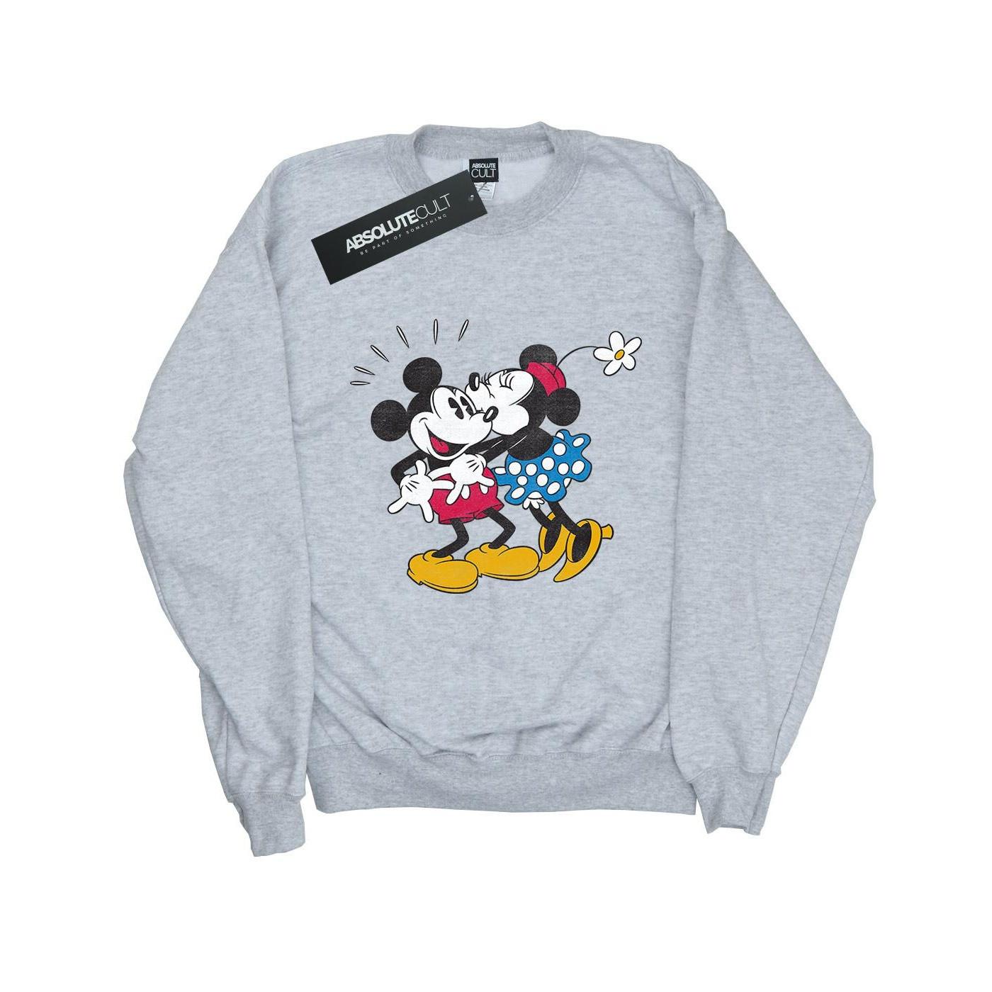 Image of Mickey Mouse Mickey And Minnie Kiss Sweatshirt Unisex Grau 140/146