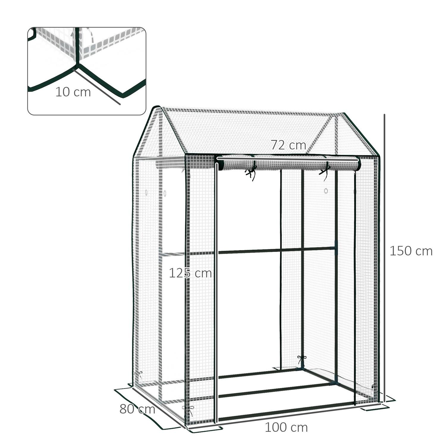 Northio Serre en aluminium avec double porte, serre à tomates coupe-vent, blanche, 100x80x150cm  