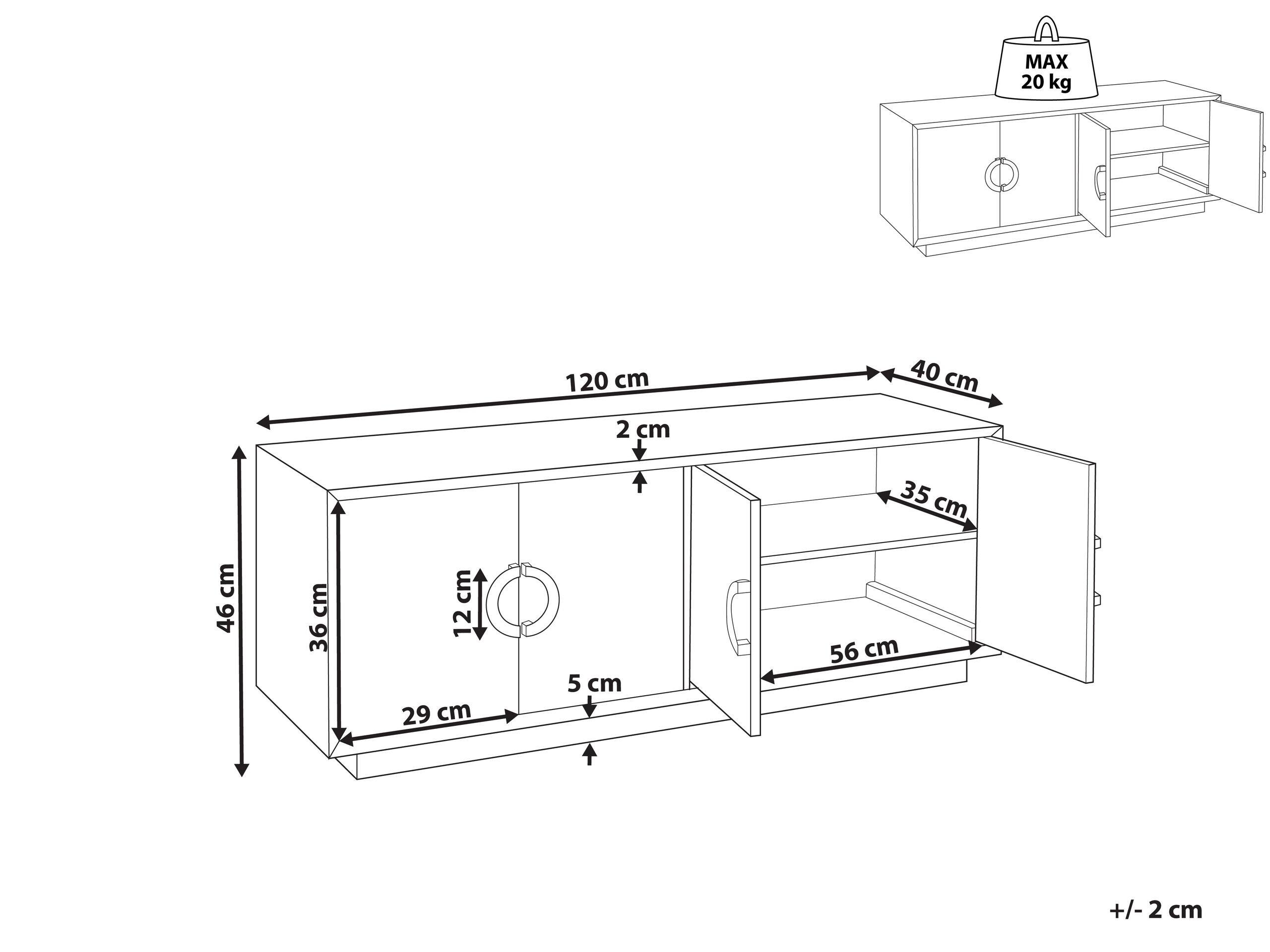 Beliani Credenza a 4 ante en Fibra a media densità (MDF) Moderno OXNARD  