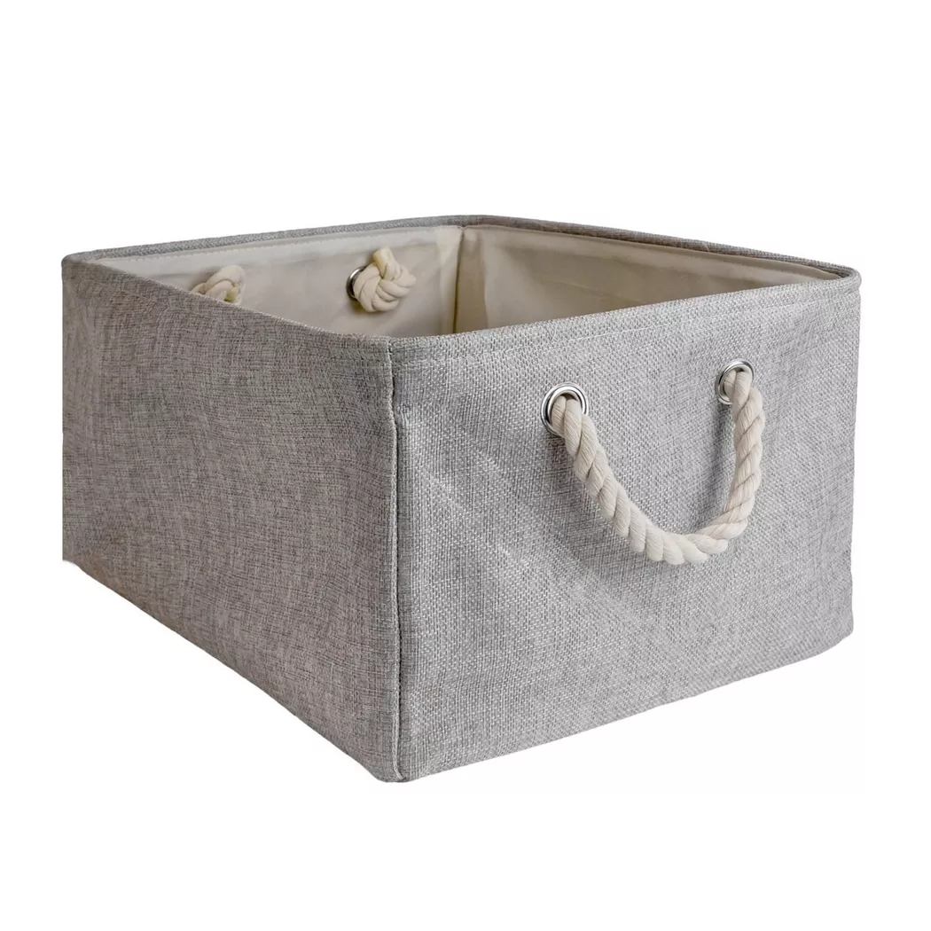 Intirilife - Aufbewahrungskorb Organizer mit Henkel, 41cm, Grau