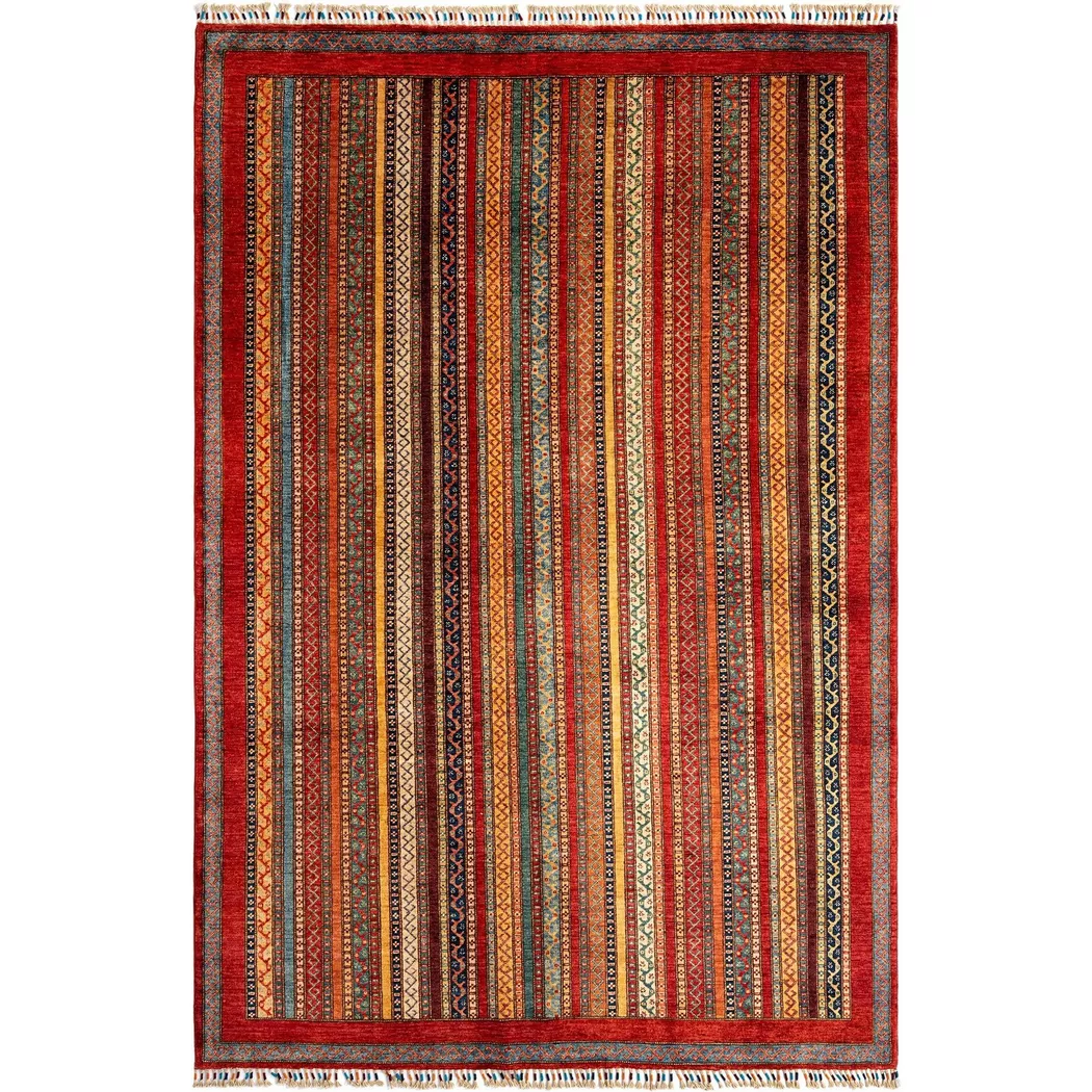 VIDAL - Handgemachter Teppich Torkman, 200X290CM, Rot Bunt