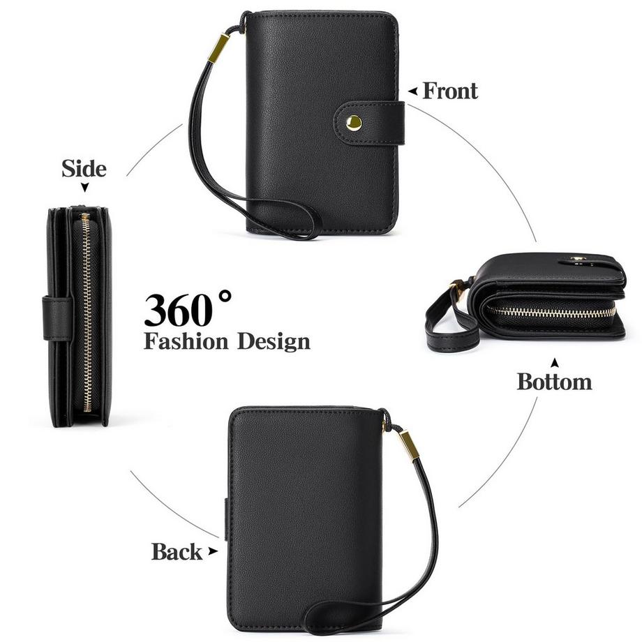 Only-bags.store Portefeuille Fermeture Éclair avec Compartiment à Monnaie et Protection RFID  