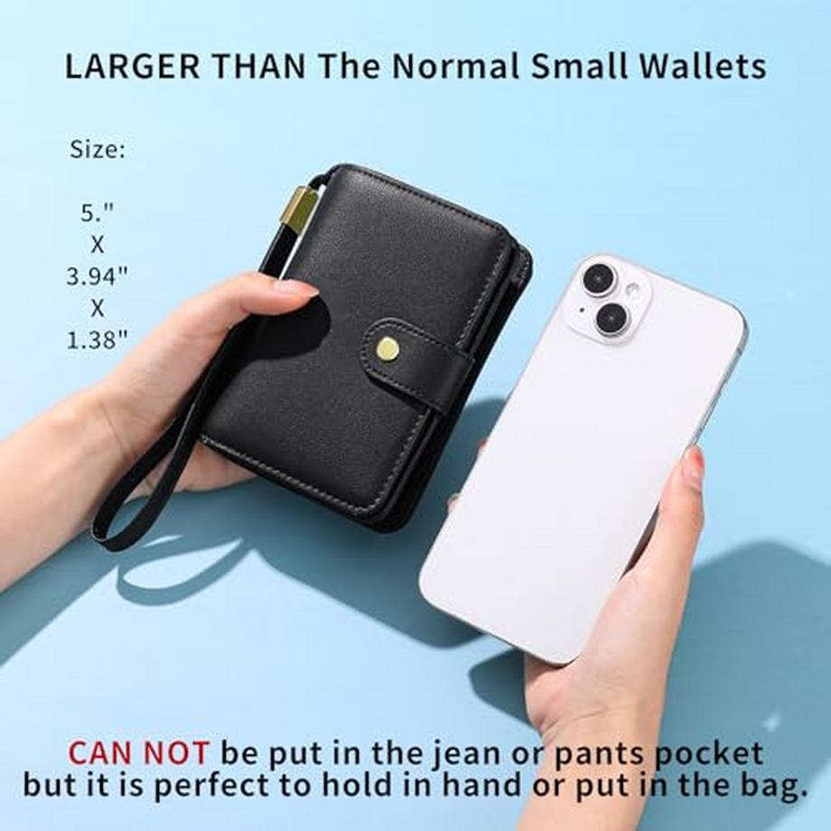 Only-bags.store Portefeuille Fermeture Éclair avec Compartiment à Monnaie et Protection RFID  