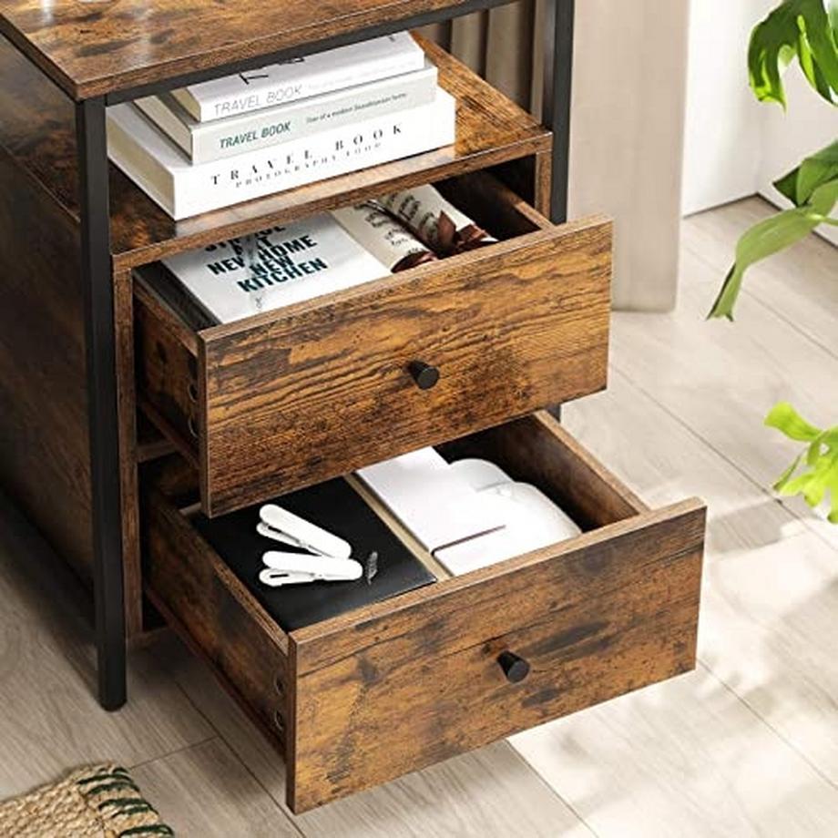 Pricenet Table de chevet industrielle rustique avec assemblage facile  