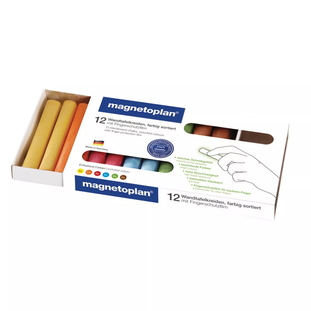 magnetoplan -  Kreide abgerundet  12 Stk., Multicolor