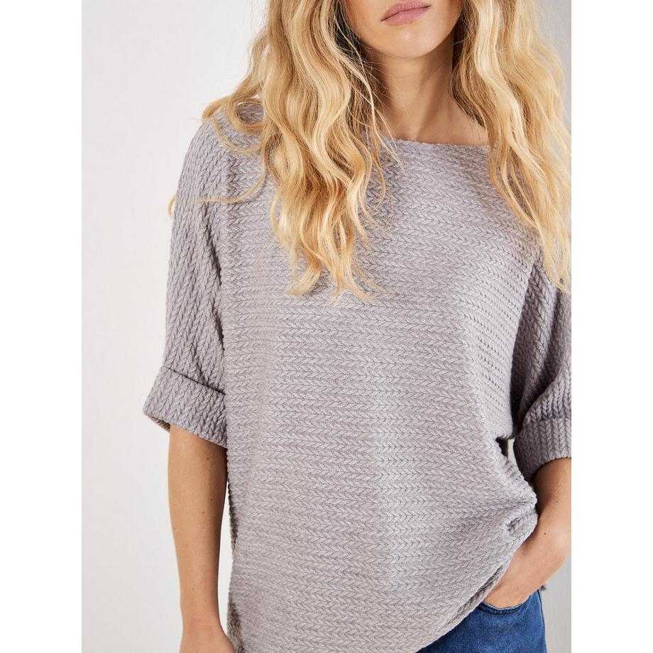 APRICOT Haut Oversize Texturé Manches Chauve-Souris Maille Torsadée  