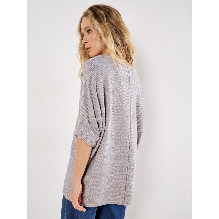 APRICOT Haut Oversize Texturé Manches Chauve-Souris Maille Torsadée  