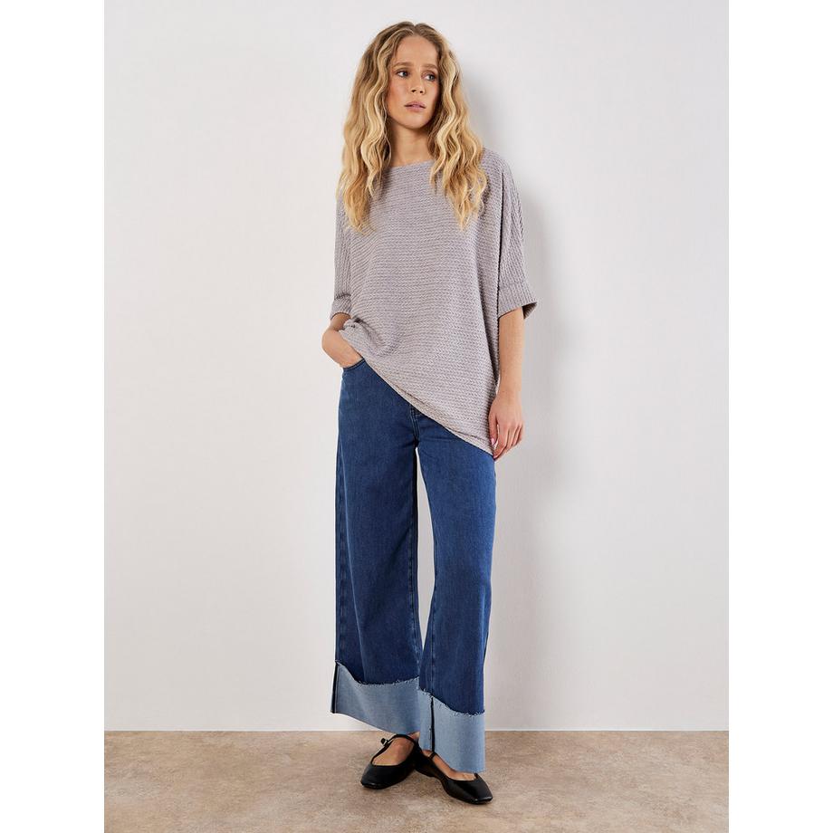 APRICOT Haut Oversize Texturé Manches Chauve-Souris Maille Torsadée  