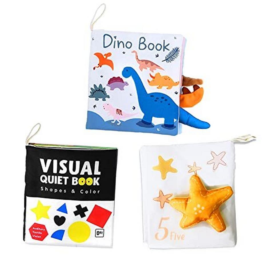 3in1 Babybücher, Knisterbuch Baby ab 0 Monaten Fühlbuch Babybuch Stoffbücher Spielbuch