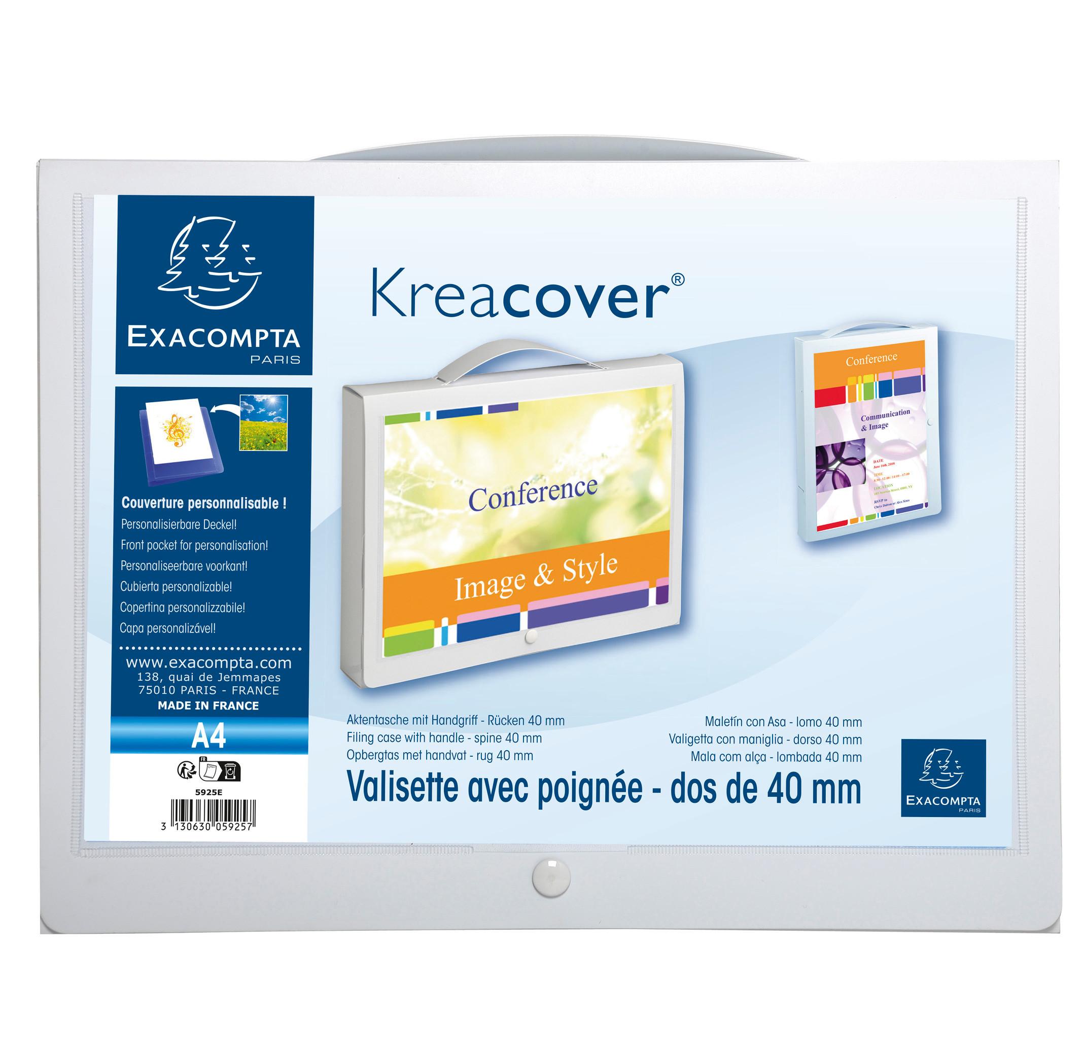 Exacompta Valigetta portadocumenti con maniglia droso 40mm polipropilene Kreacover - 24x32cm - x 10  