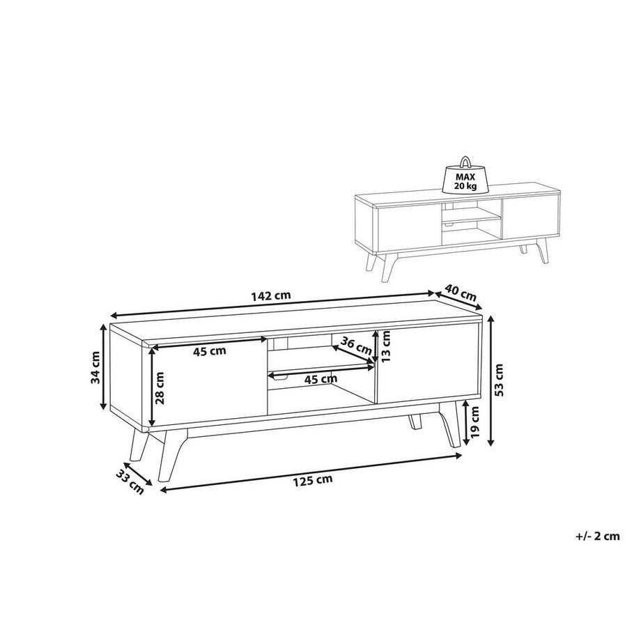 Beliani TV-Möbel aus MDF-Platte Skandinavisch ROCHESTER  