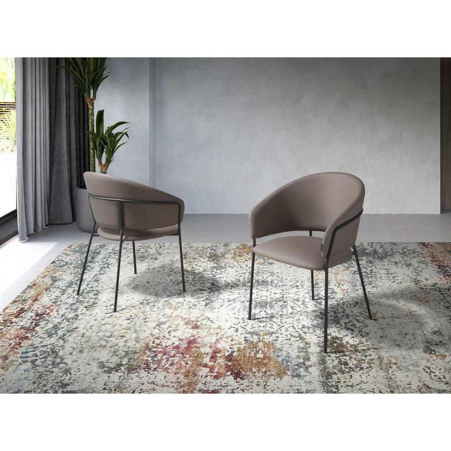 ANGEL CERDA Chaise en similicuir vison foncé  