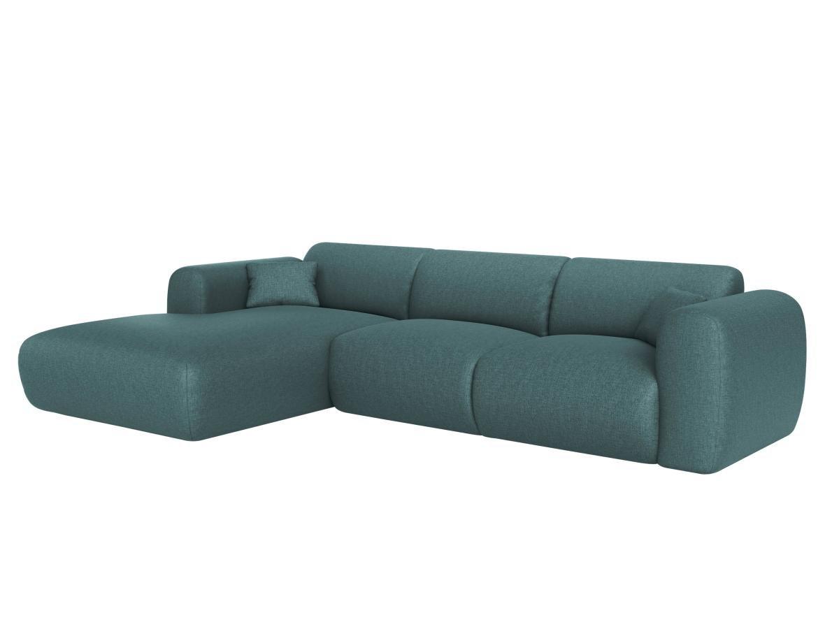 Image of Großes Ecksofa - Ecke links - melierter Stoff - Blau - POGNI von Großes Ecksofa - Ecke links - melierter Stoff - Blau - POGNI von Maison Céphy
