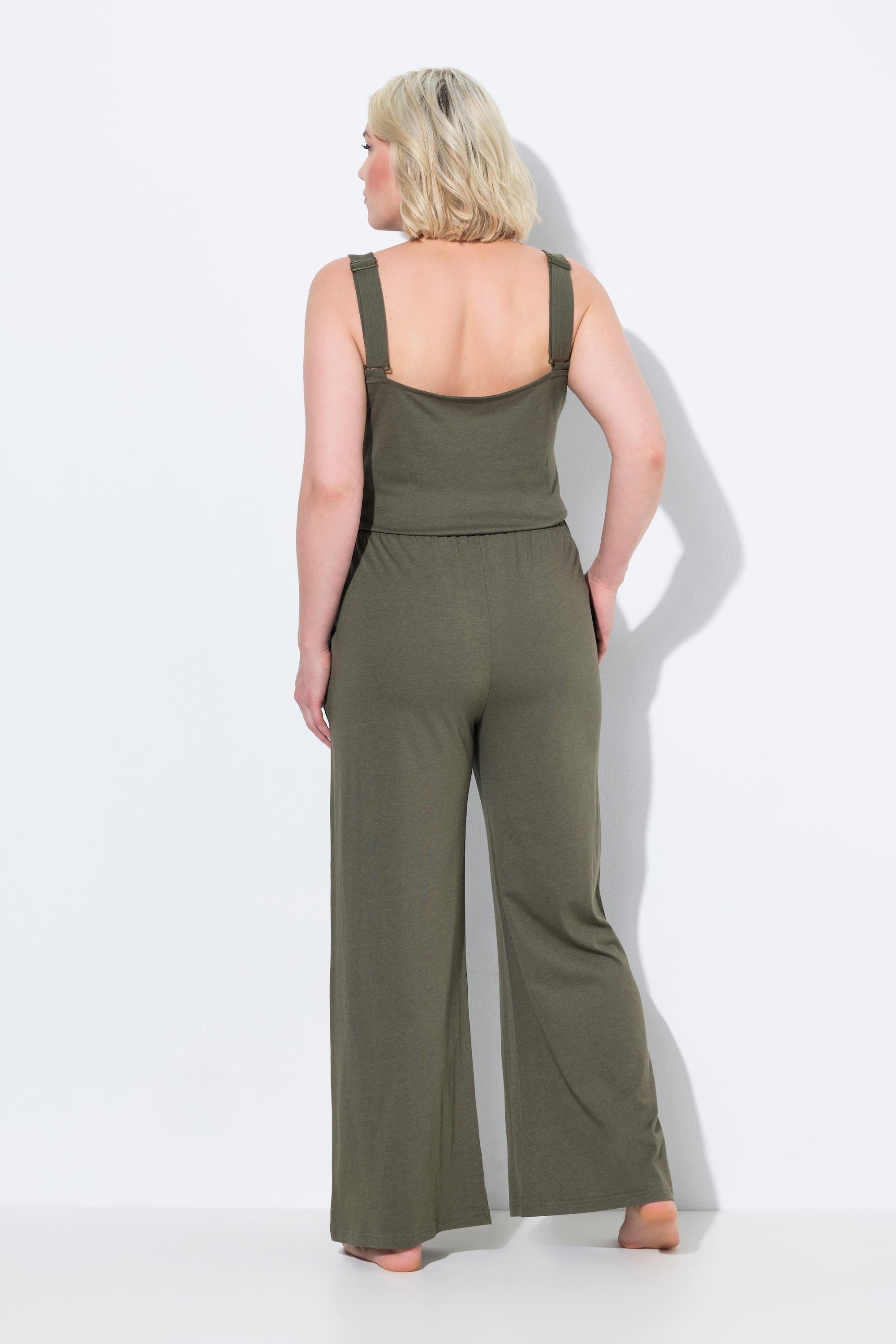 Ulla Popken Ärmelloser Spitze V-Ausschnitt Jumpsuit  