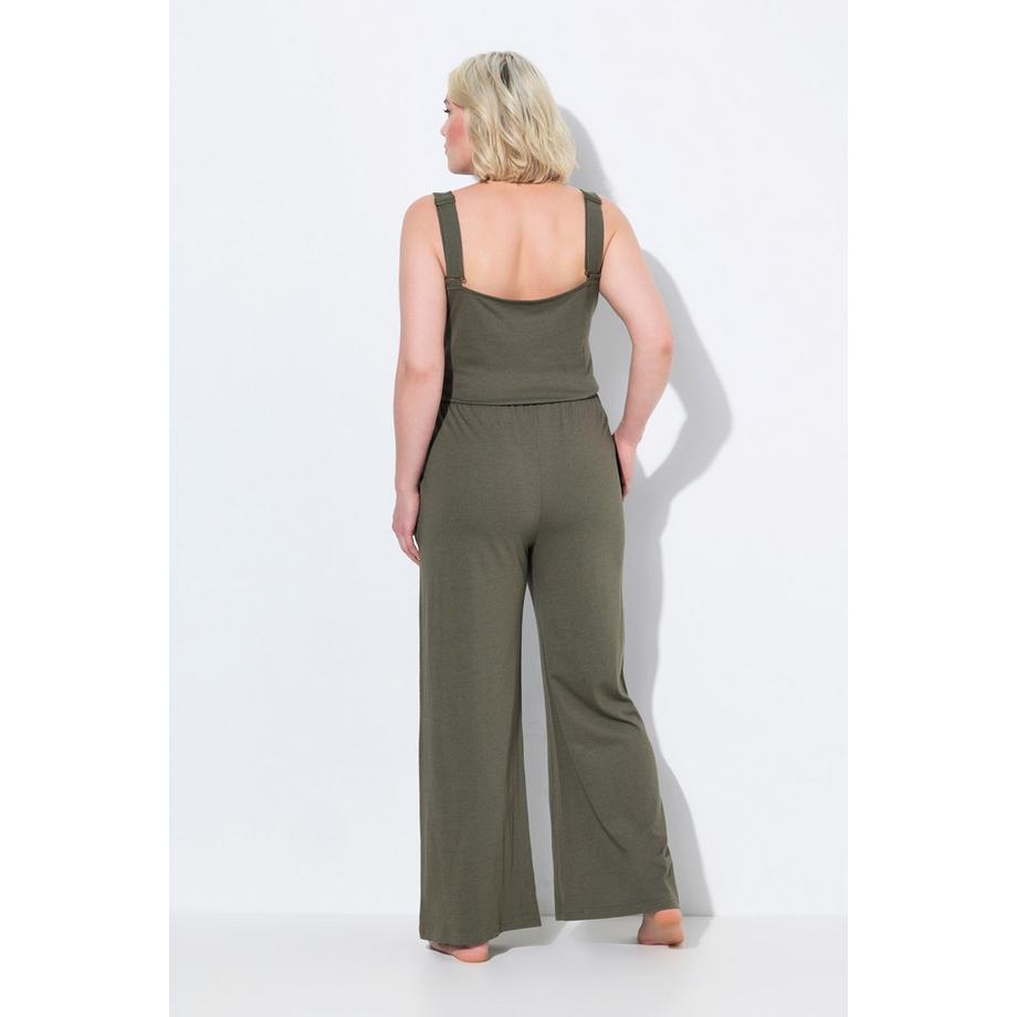 Ulla Popken Ärmelloser Spitze V-Ausschnitt Jumpsuit  