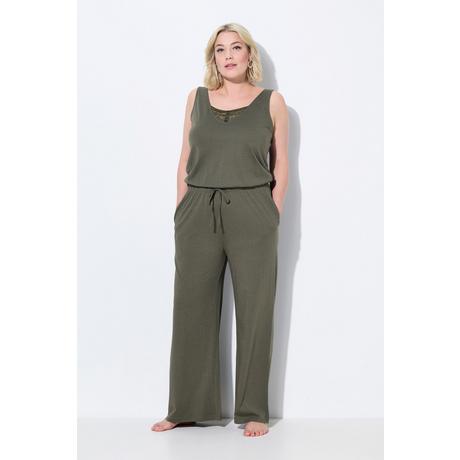 Ulla Popken Ärmelloser Spitze V-Ausschnitt Jumpsuit  