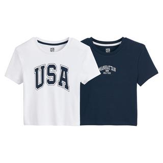 La Redoute Collections  2er-Pack T-Shirts mit Campus-Print 