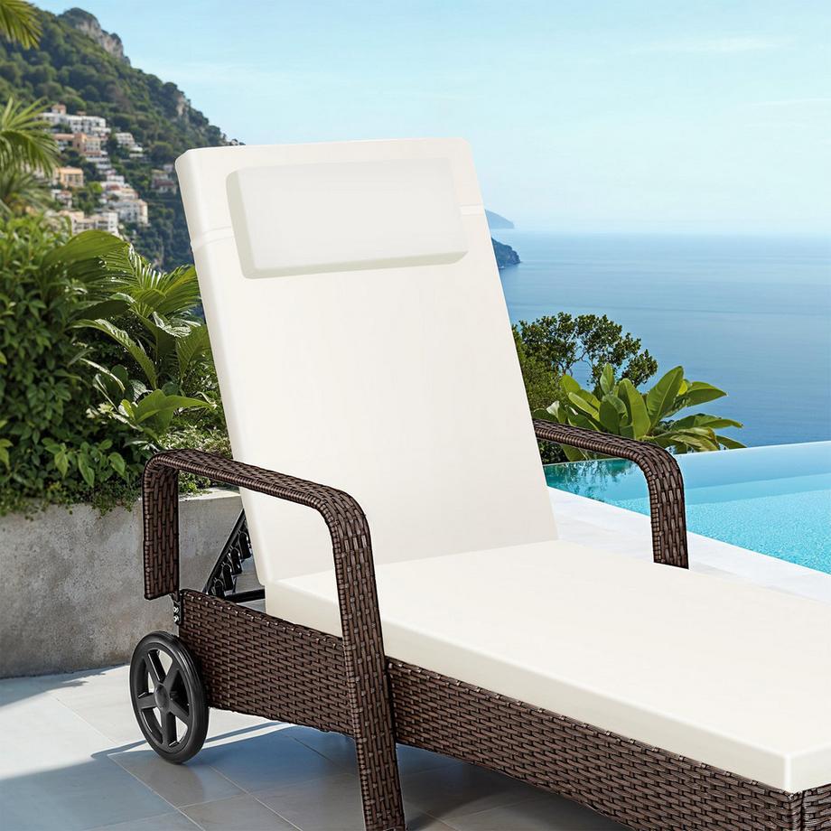 Tectake Bain de soleil en rotin KALAMATA robuste et résistant aux UV  