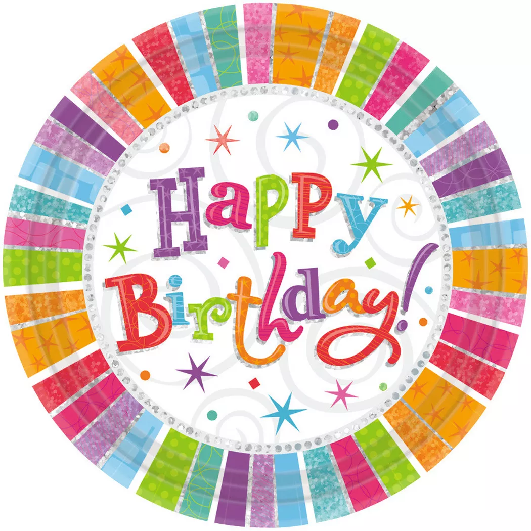Amscan - Rund PartyTeller, Papier, Happy Birthday, One Size, Multicolor