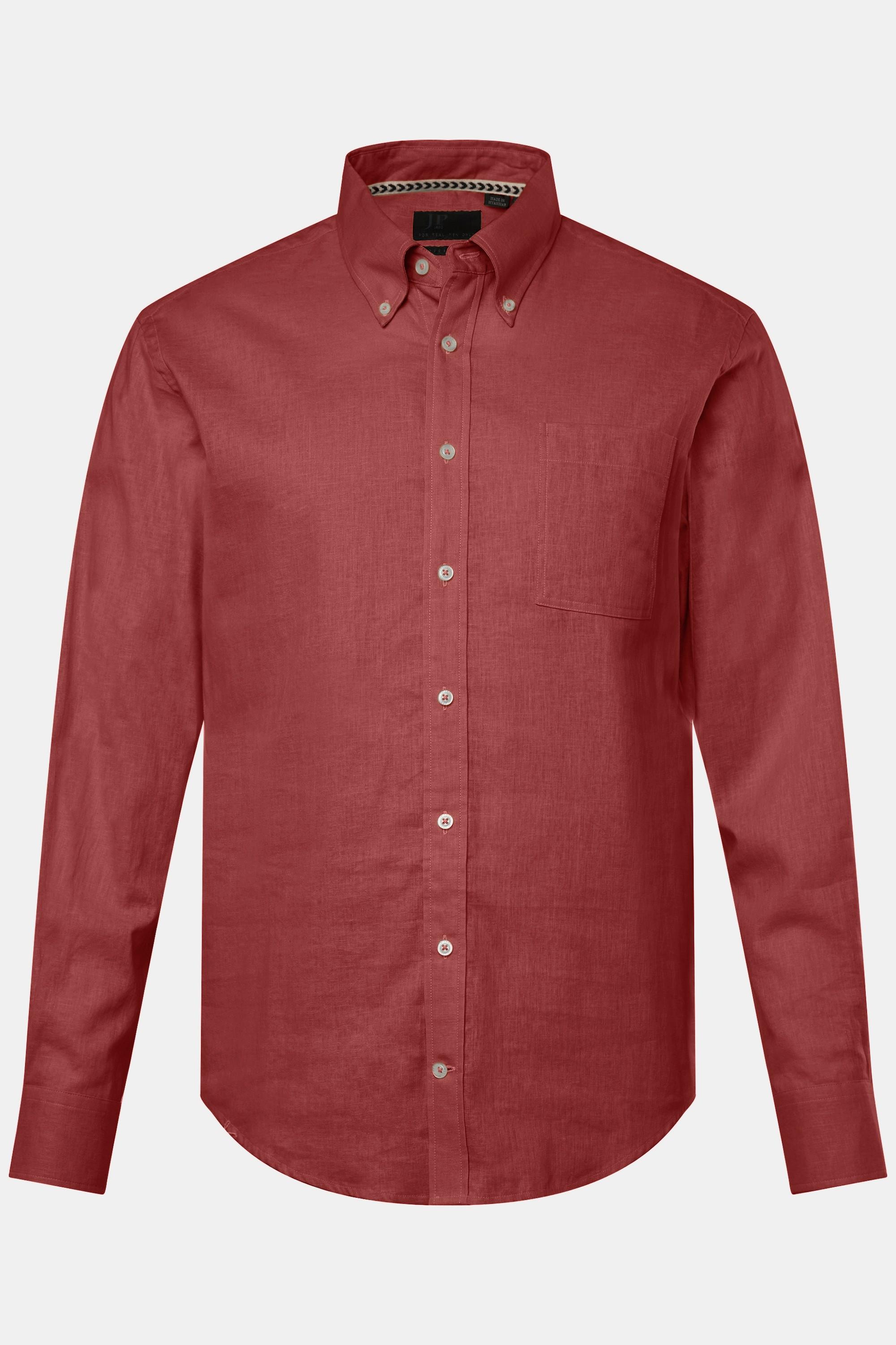 JP1880  Leinenmixhemd, Langarm, Buttondown-Kragen, Modern Fit 