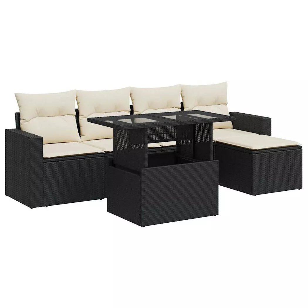 VidaXL - Gartensofa set poly-rattan, One Size, Schwarz