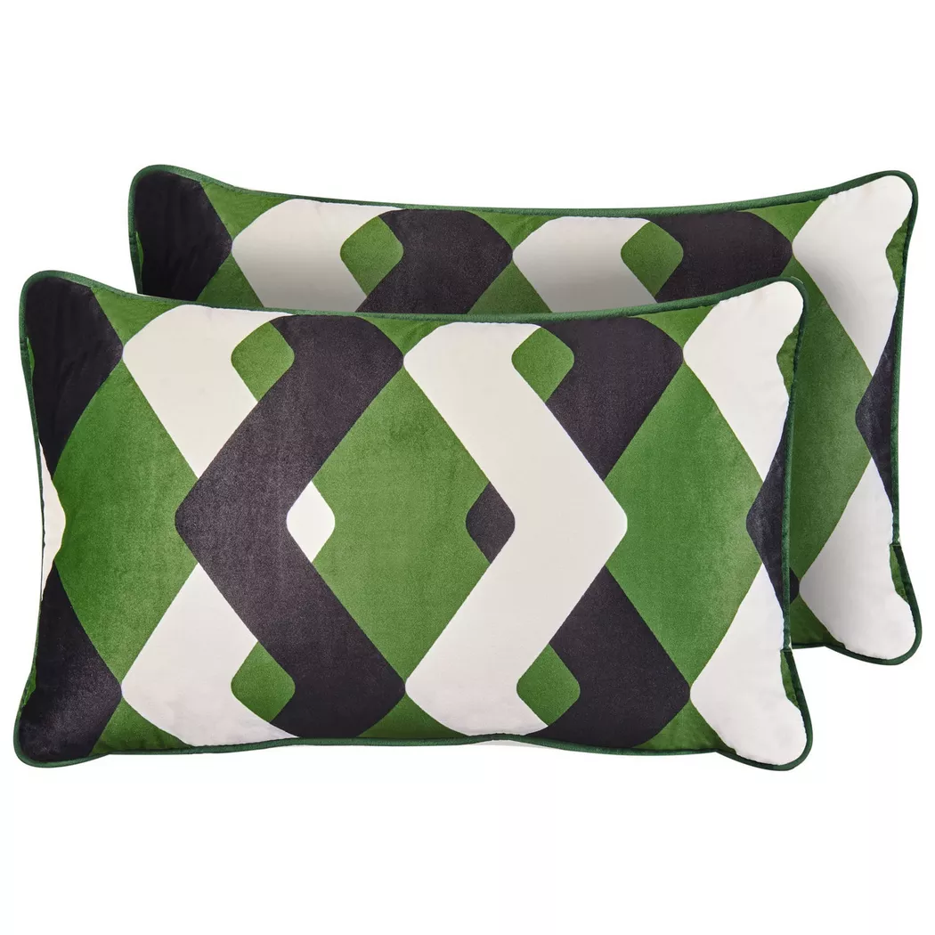 Beliani - Gartenkissen 2er Set aus Polyester  SWAY, One Size, Weiss Bedruckt