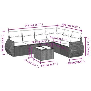 VidaXL Ensemble de canapés de jardin rotin synthétique  