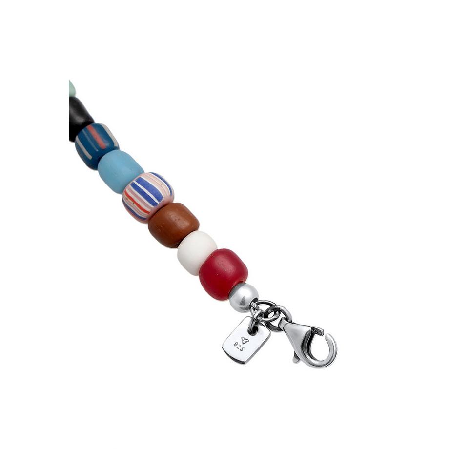 Kuzzoi  Halskette Glas Beads Bunt Süßwasserzuchtperlen 925 Silber 