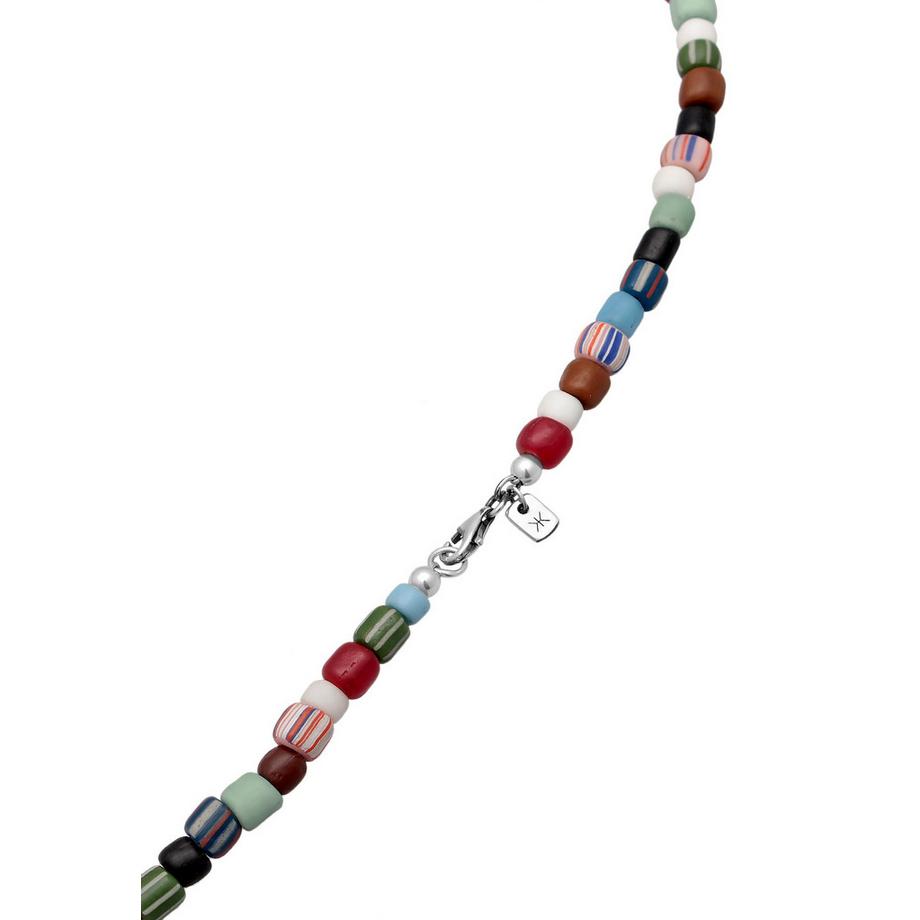 Kuzzoi  Halskette Glas Beads Bunt Süßwasserzuchtperlen 925 Silber 