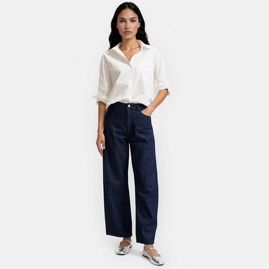La Redoute Collections Gestreifte Barrel-Jeans  