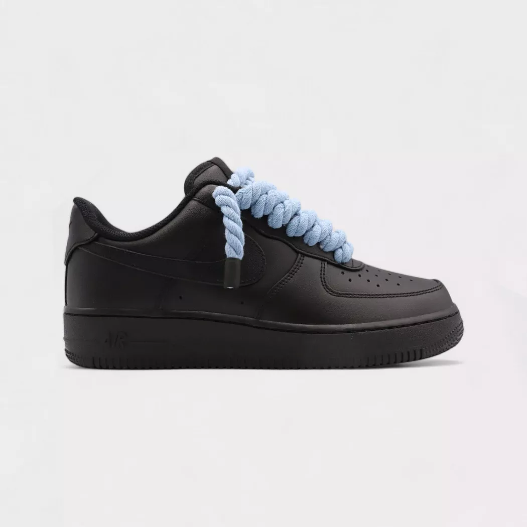 Nike - Air Force 1 Black - Rope Lace Light Blue, für Damen, Blau, Größe 47