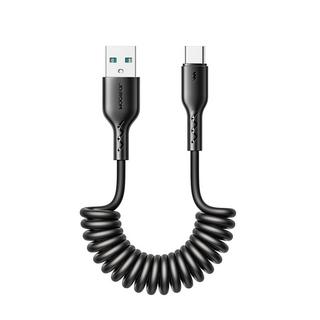Joyroom  Joyroom 60 W Spiral-Schnelllade-Datenkabel für Auto, USB-A auf USB-C 1,5 m – Schwarz 